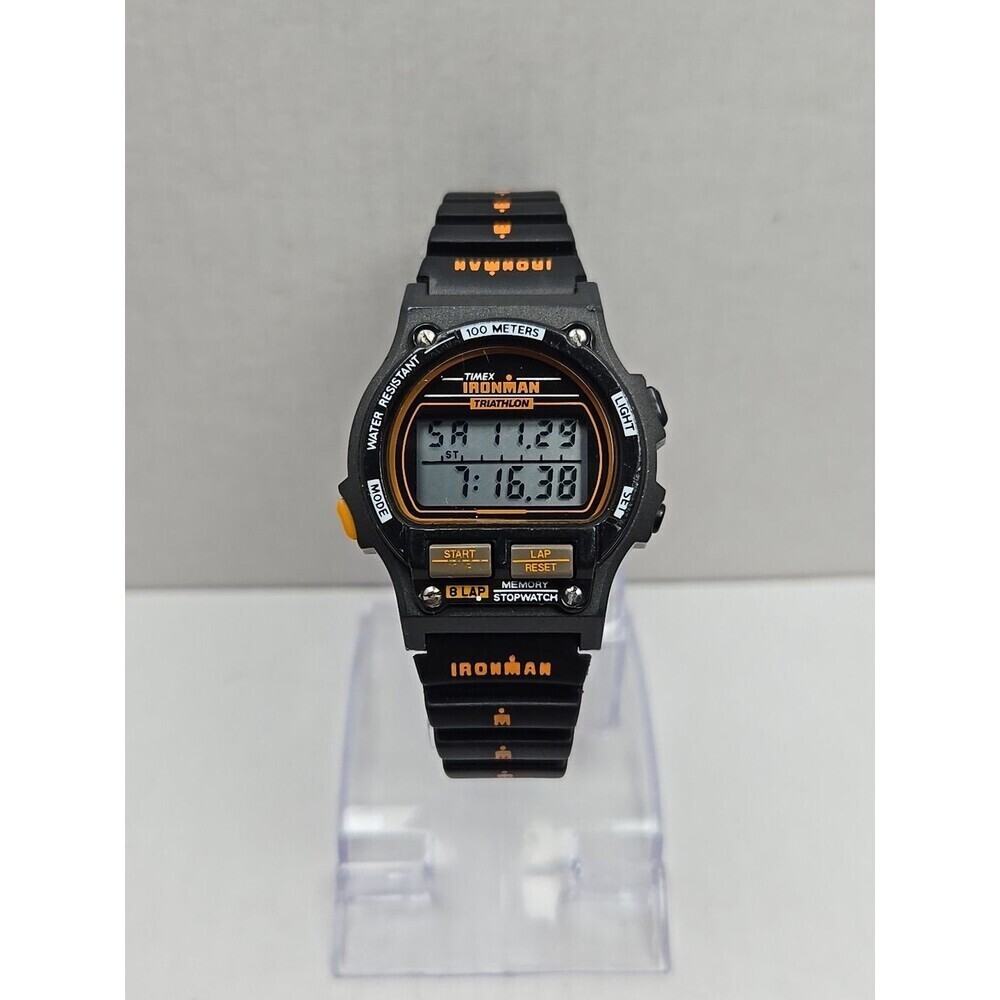 1992 Timex Ironman Triathlon Womens 8 Lap 100M Digital Watch Black New Battery